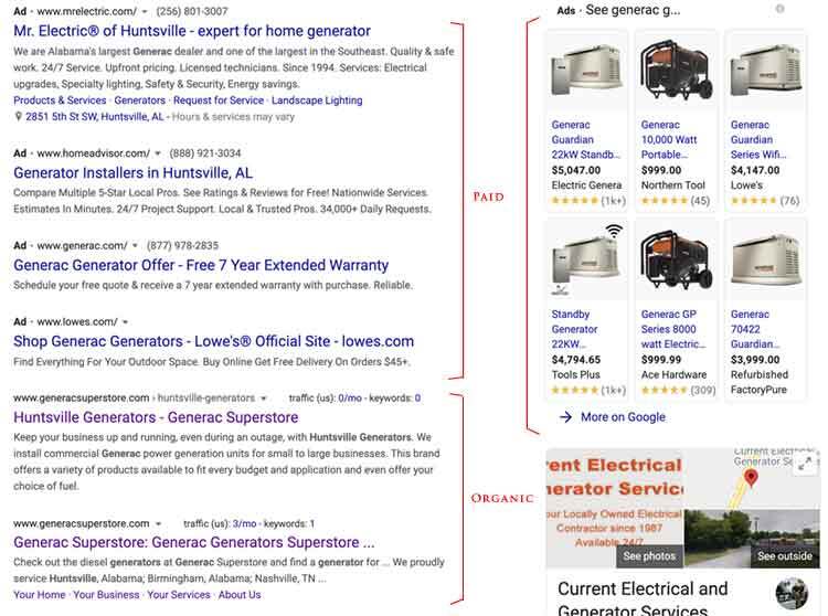 sample SERP page