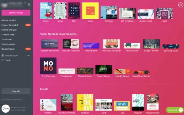 creating images with Canva