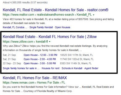 search results