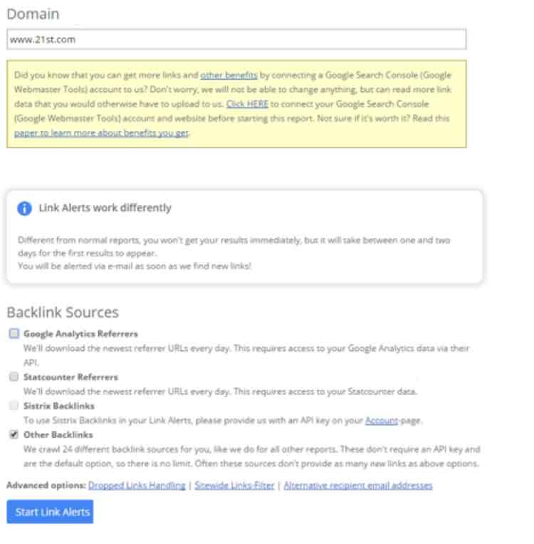 link alert tool