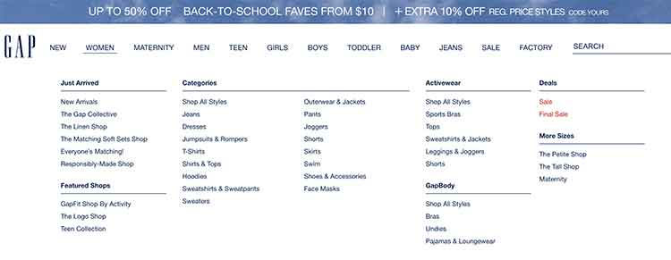 Gap website