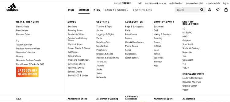 Adidas website
