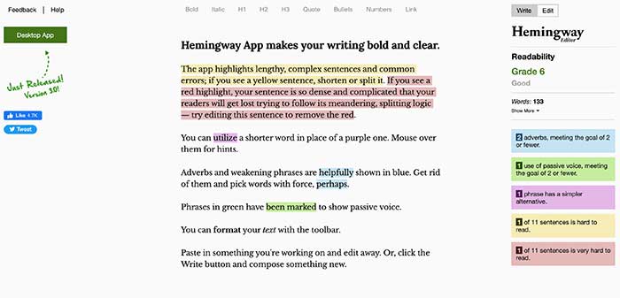 Hemingway app