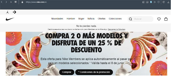Website design of Nike
